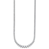 14k White Gold 15 carat Certified Lab Grown Diamond VS+ F+ Complete Round 16 inch Graduated Tennis Necklace